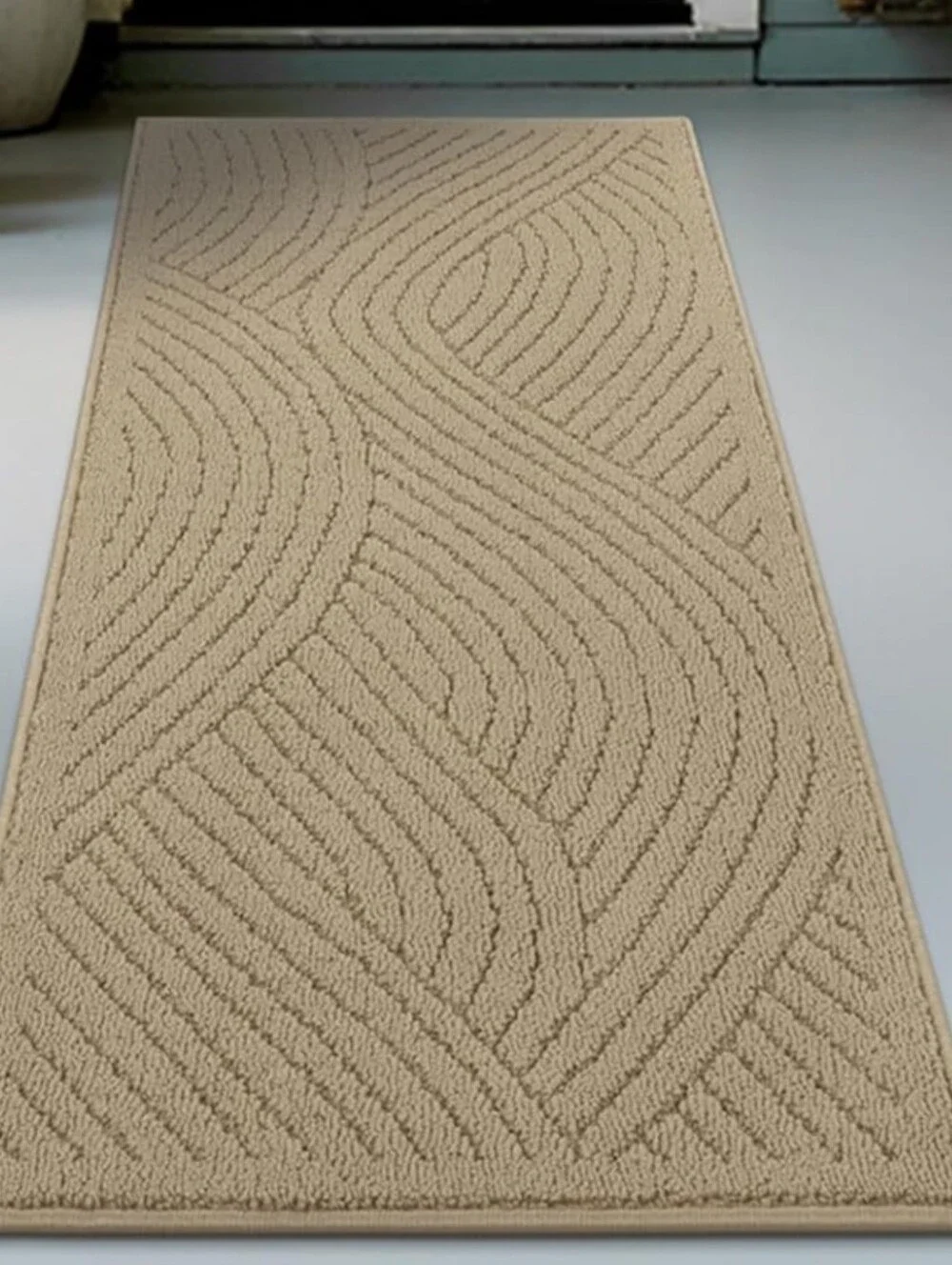 Beige Textured Runner Bath Mat – Neutral Home Bath